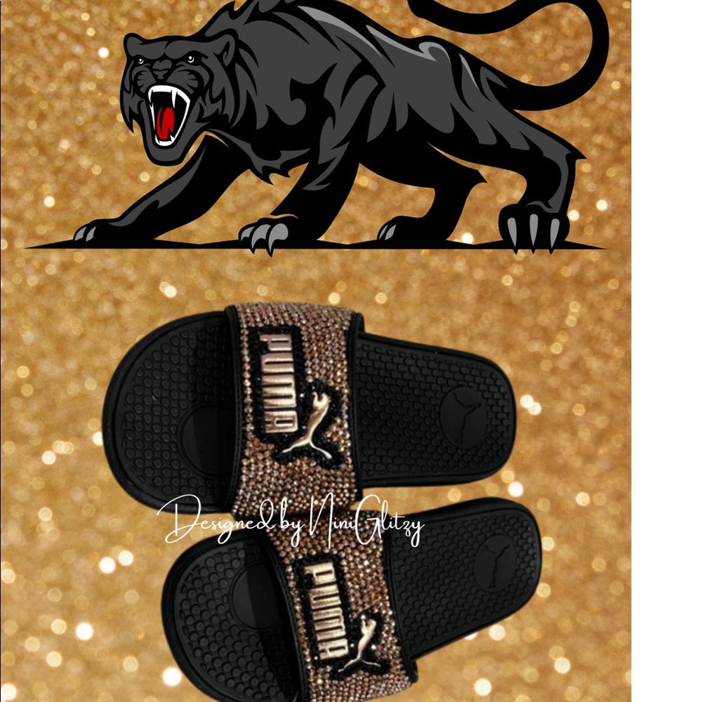 Rose gold PUMA slides | size 8 | Bedazzled